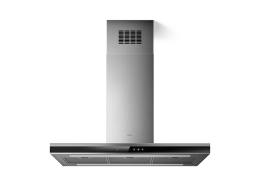 ADELE IS BLIX/A/90X60 eilandafzuigkap van Elica met zwart glas en aluminium frame