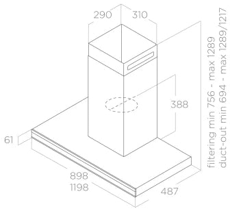 Elica ELEMENT @ BLMAT/A/90 – Zwarte wanddampkap met schouw - 90CM
