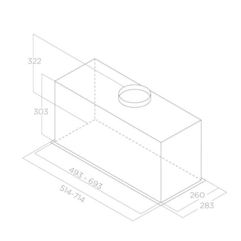 LED-verlichting van de LANE IX/A/72 inbouwdampkap voor optimale verlichting boven de kookplaat.
