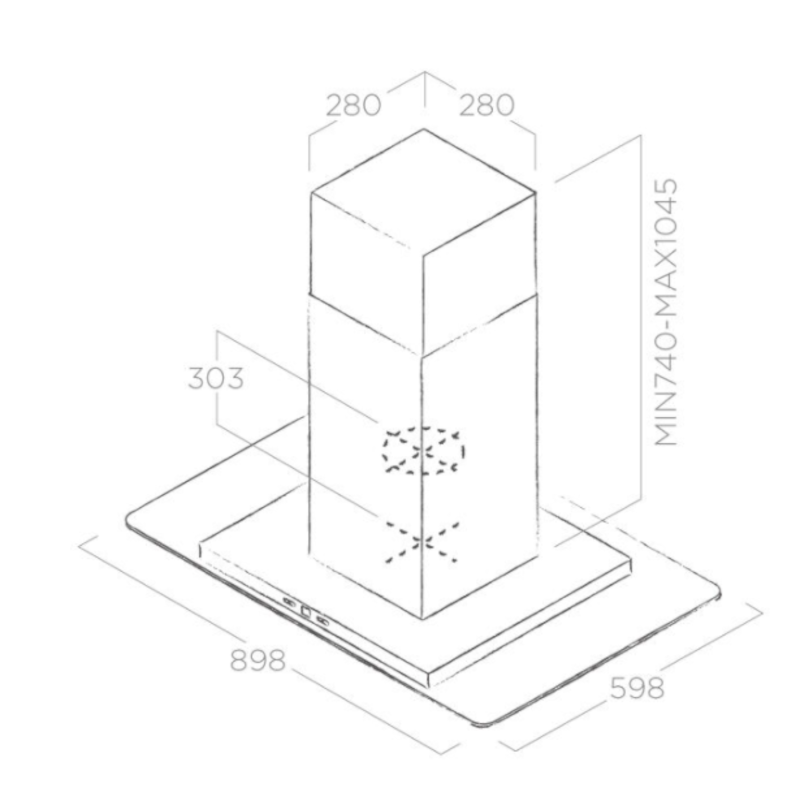 Touch control-bediening van de TRIBE A ISLAND IX/A/90X60 voor intuïtieve controle