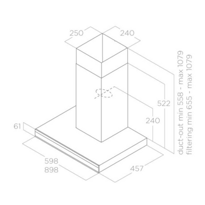 Compacte afzuigkap ADELE BLIX/A/60 met touch-bediening en LED-verlichting