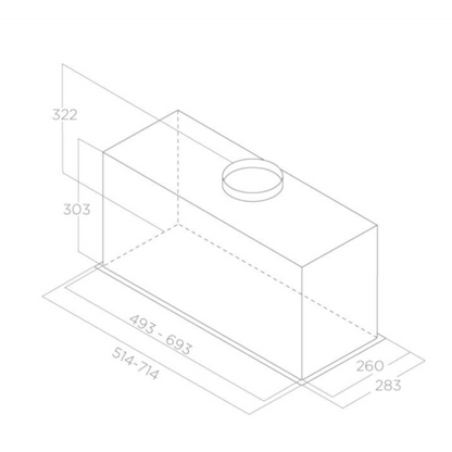 LED-verlichting van de LANE IX/A/72 inbouwdampkap voor optimale verlichting boven de kookplaat.