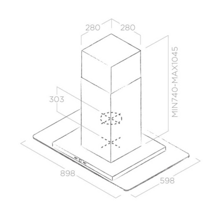 Touch control-bediening van de TRIBE A ISLAND IX/A/90X60 voor intuïtieve controle